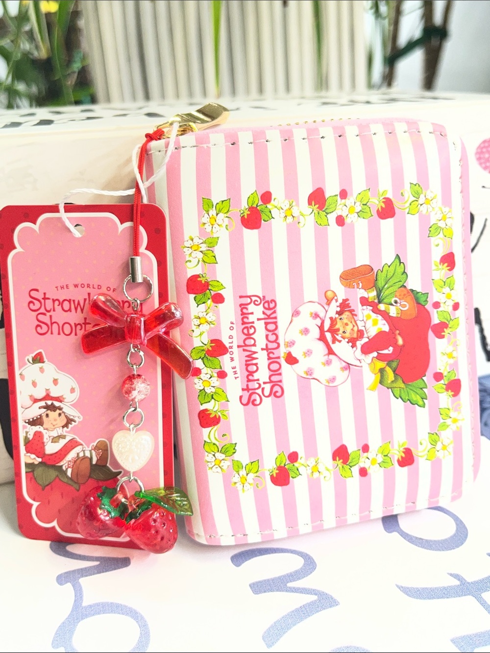 Strawberry Shortcake Pink Striped Wallet with Charm